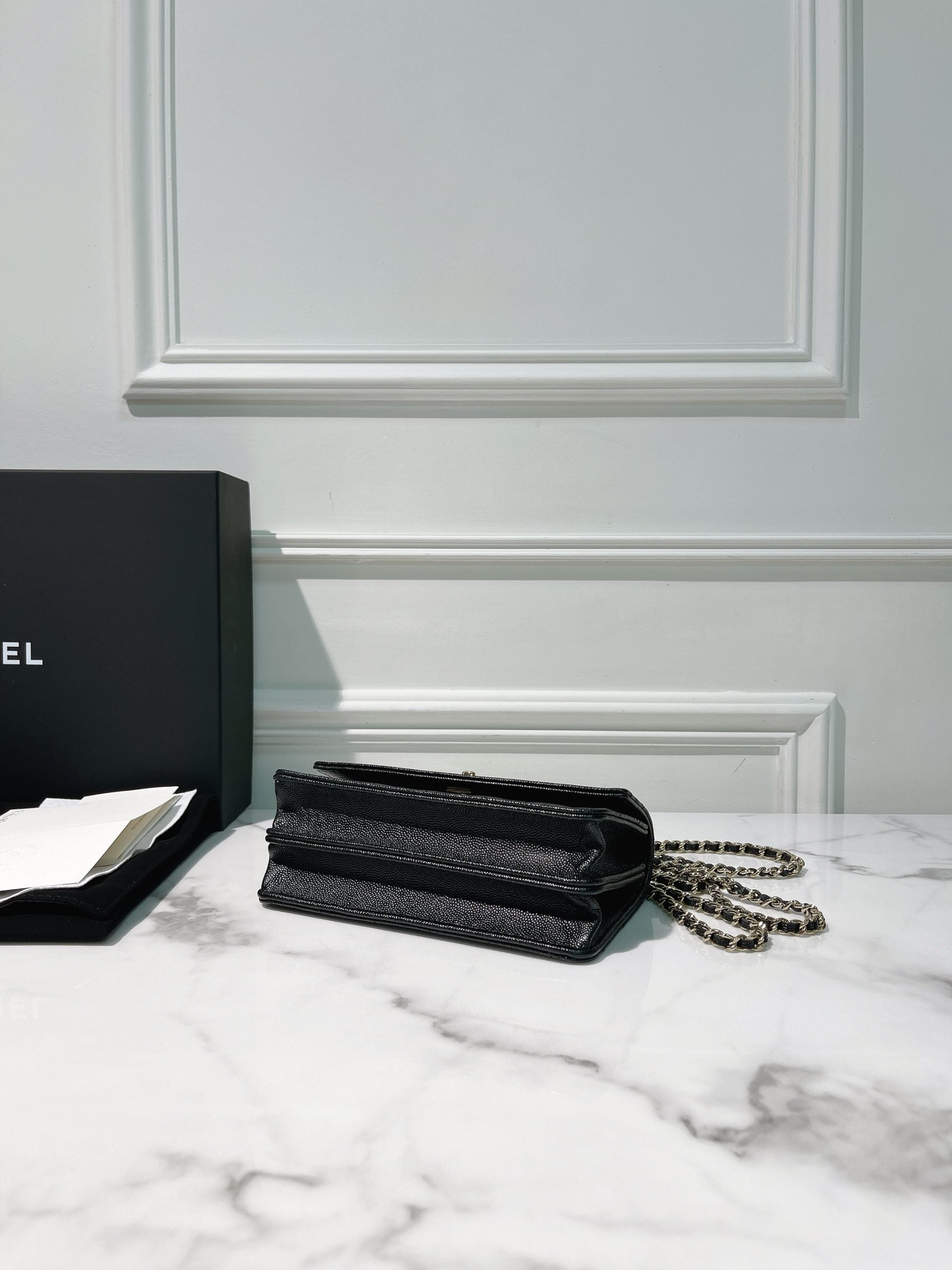 CHANEL 25C TOP HANDLE MINI CLUTCH, Black/Gold