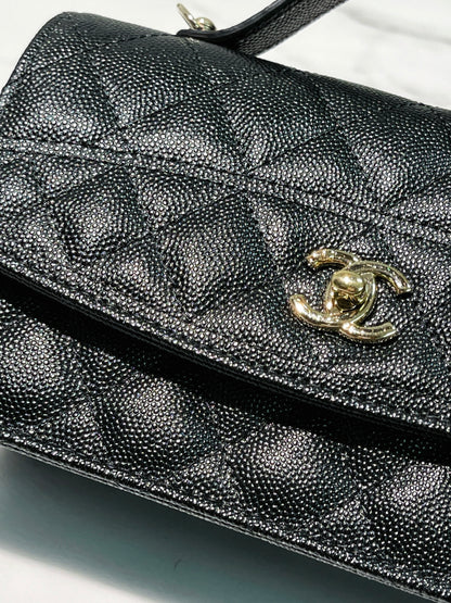 CHANEL 25C TOP HANDLE MINI CLUTCH, Black/Gold