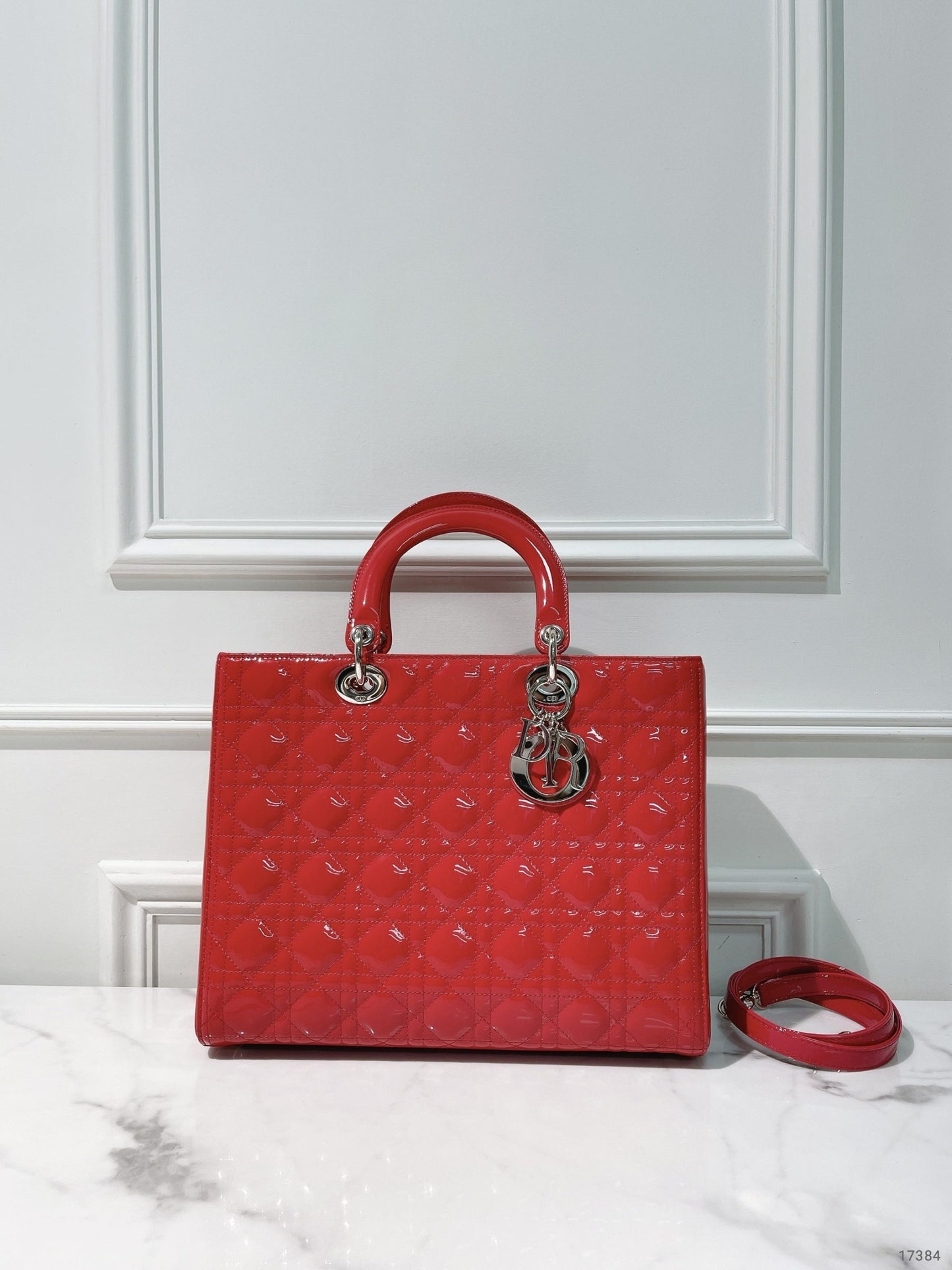 DIOR LARGE LADY DIOR, Red/Silver