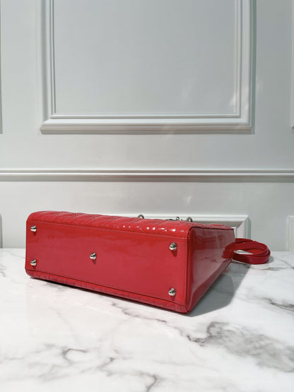 DIOR LARGE LADY DIOR, Red/Silver