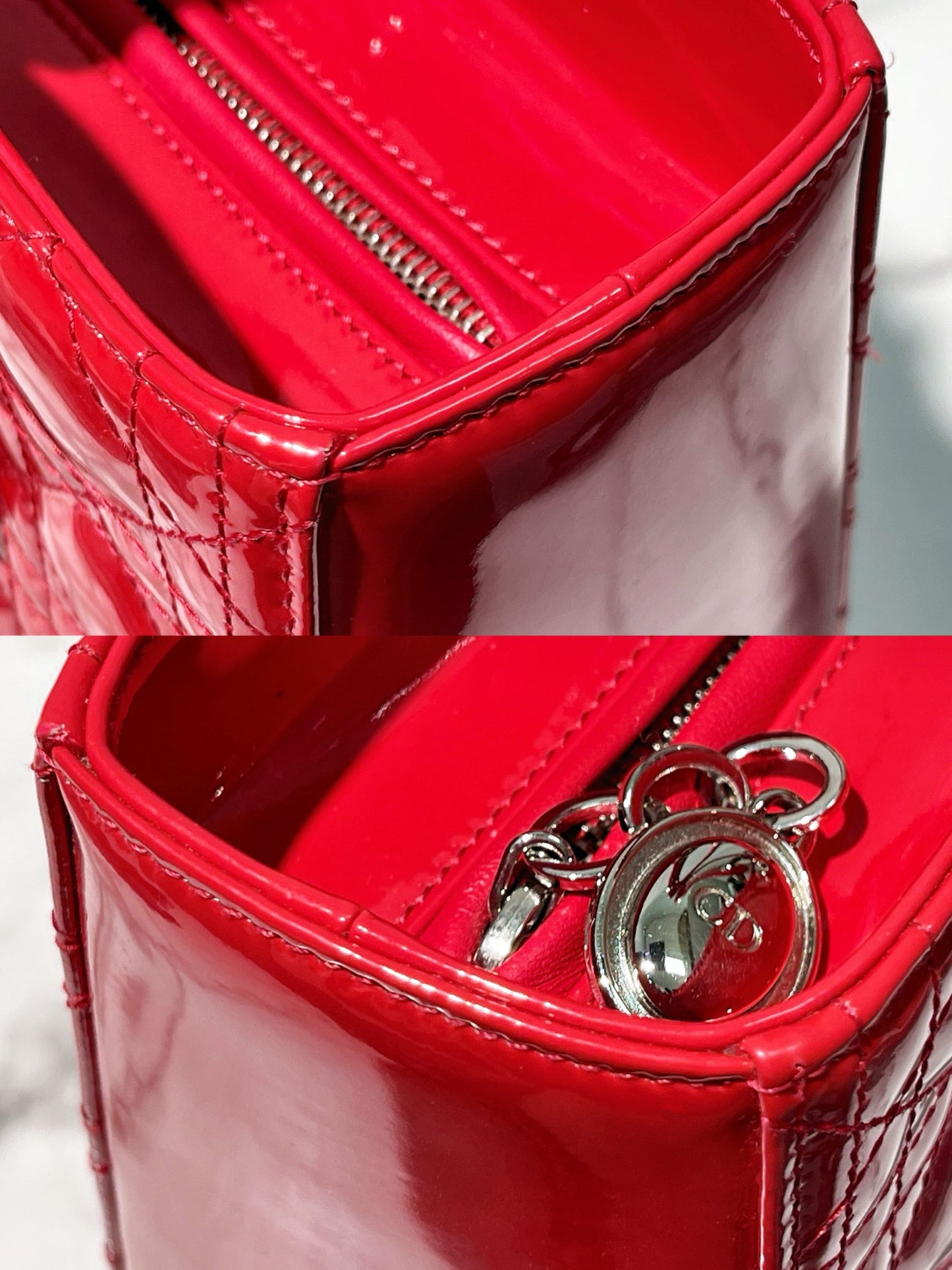 DIOR LARGE LADY DIOR, Red/Silver