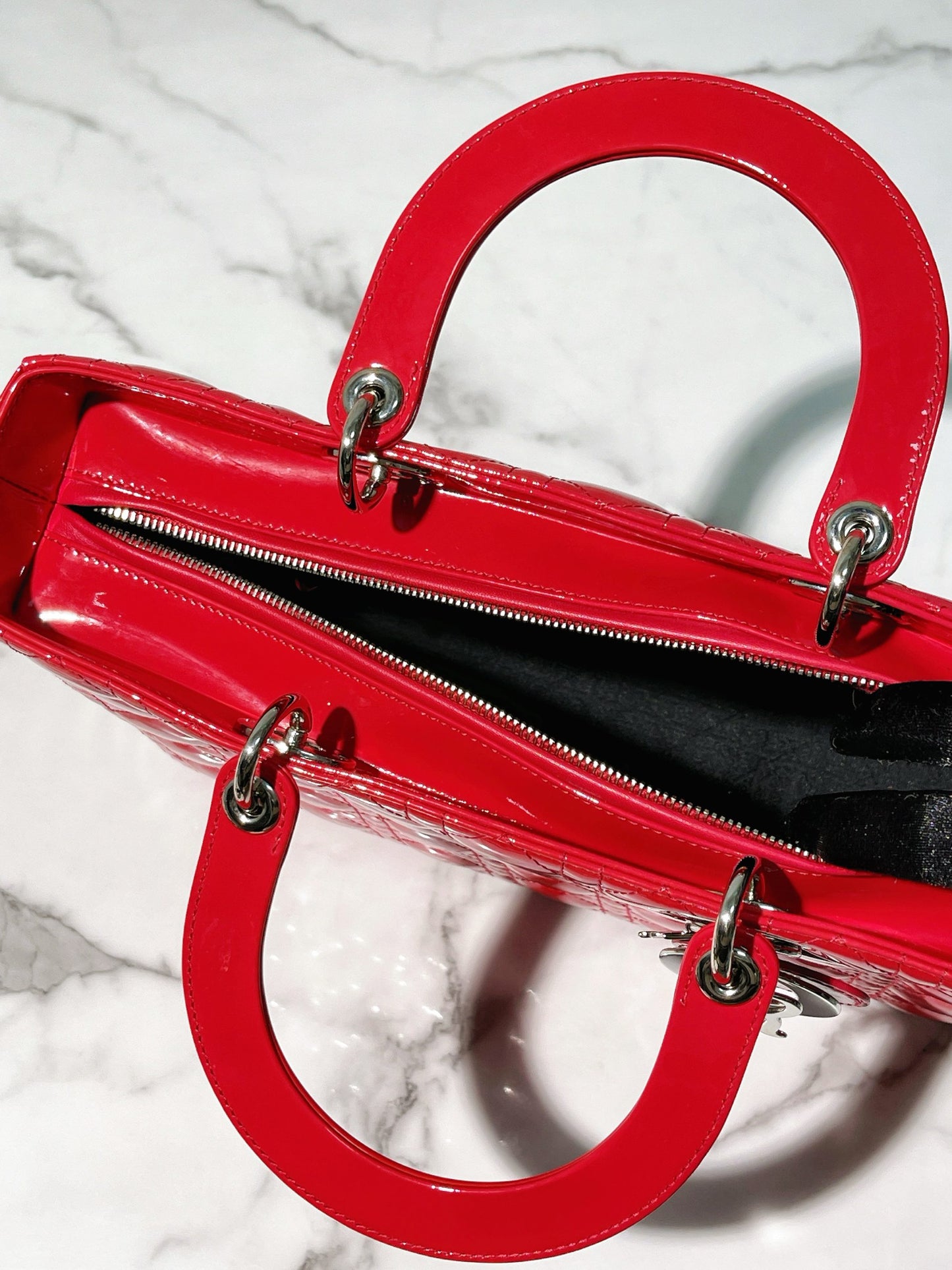 DIOR LARGE LADY DIOR, Red/Silver