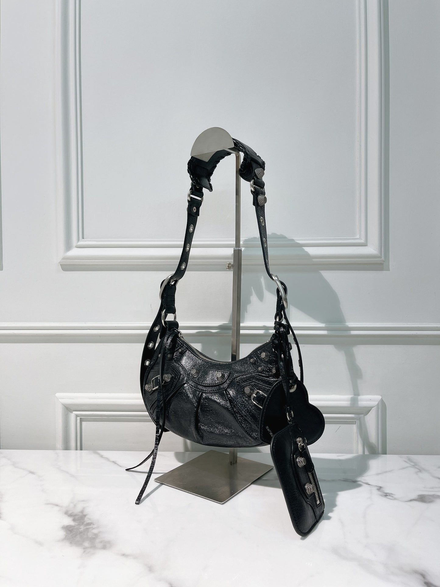 BALENCIAGA LE CAGOLE XS, Black/Silver
