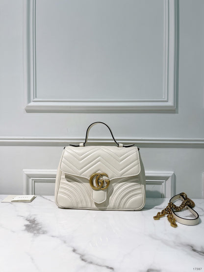 GUCCI MARMONT TOP HANDLE, White/Gold