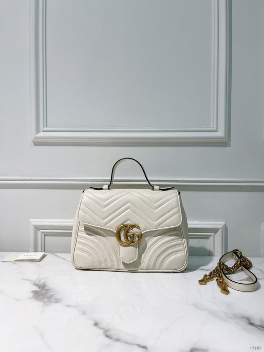 GUCCI MARMONT TOP HANDLE, White/Gold