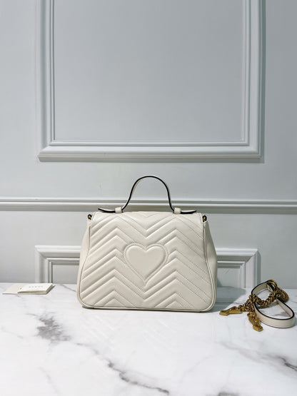 GUCCI MARMONT TOP HANDLE, White/Gold