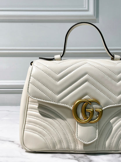 GUCCI MARMONT TOP HANDLE, White/Gold