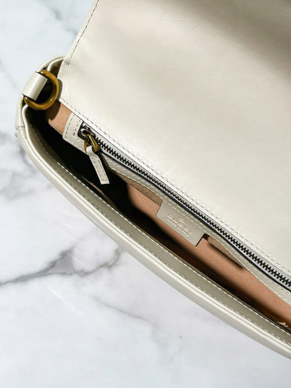 GUCCI MARMONT TOP HANDLE, White/Gold