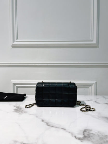 CHANEL MINI CHOCOLATE BAR FLAP BAG, Black/Gold