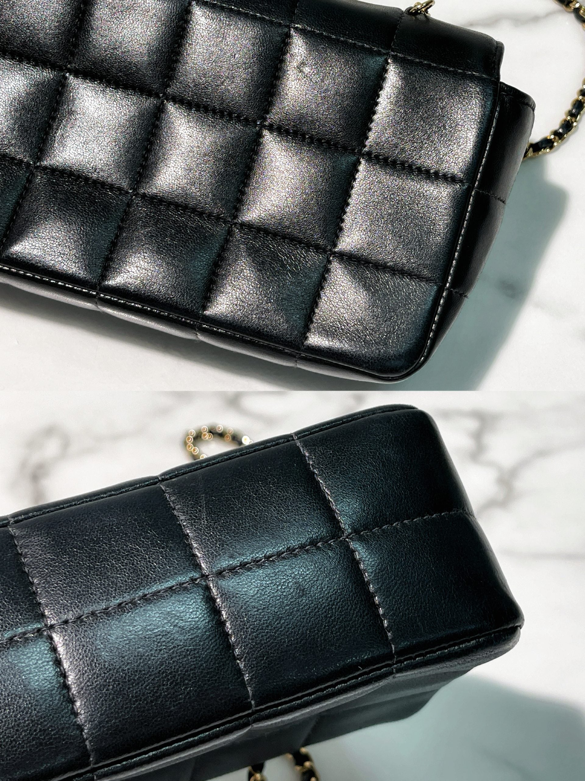 CHANEL MINI CHOCOLATE BAR FLAP BAG, Black/Gold