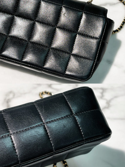 CHANEL MINI CHOCOLATE BAR FLAP BAG, Black/Gold