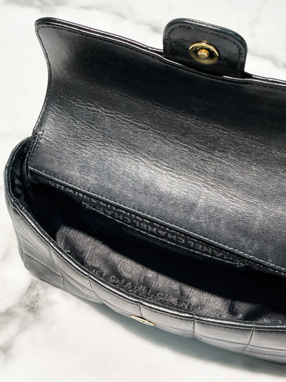 CHANEL MINI CHOCOLATE BAR FLAP BAG, Black/Gold