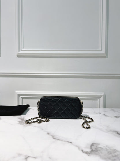 CHANEL DOUBLE ZIP BAG, Black/Gold