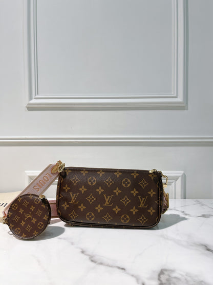 LV MULTI POCHETTE ACCESSOIRES, Monogram/Rose Clair