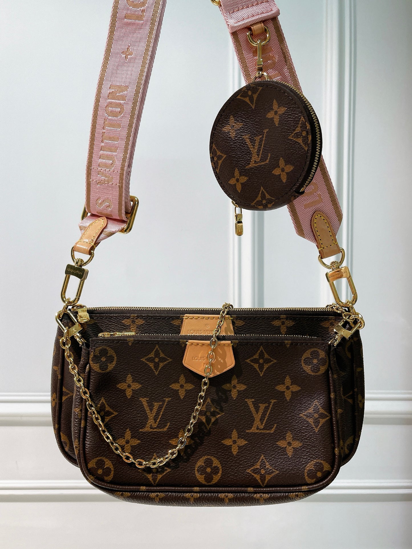 LV MULTI POCHETTE ACCESSOIRES, Monogram/Rose Clair