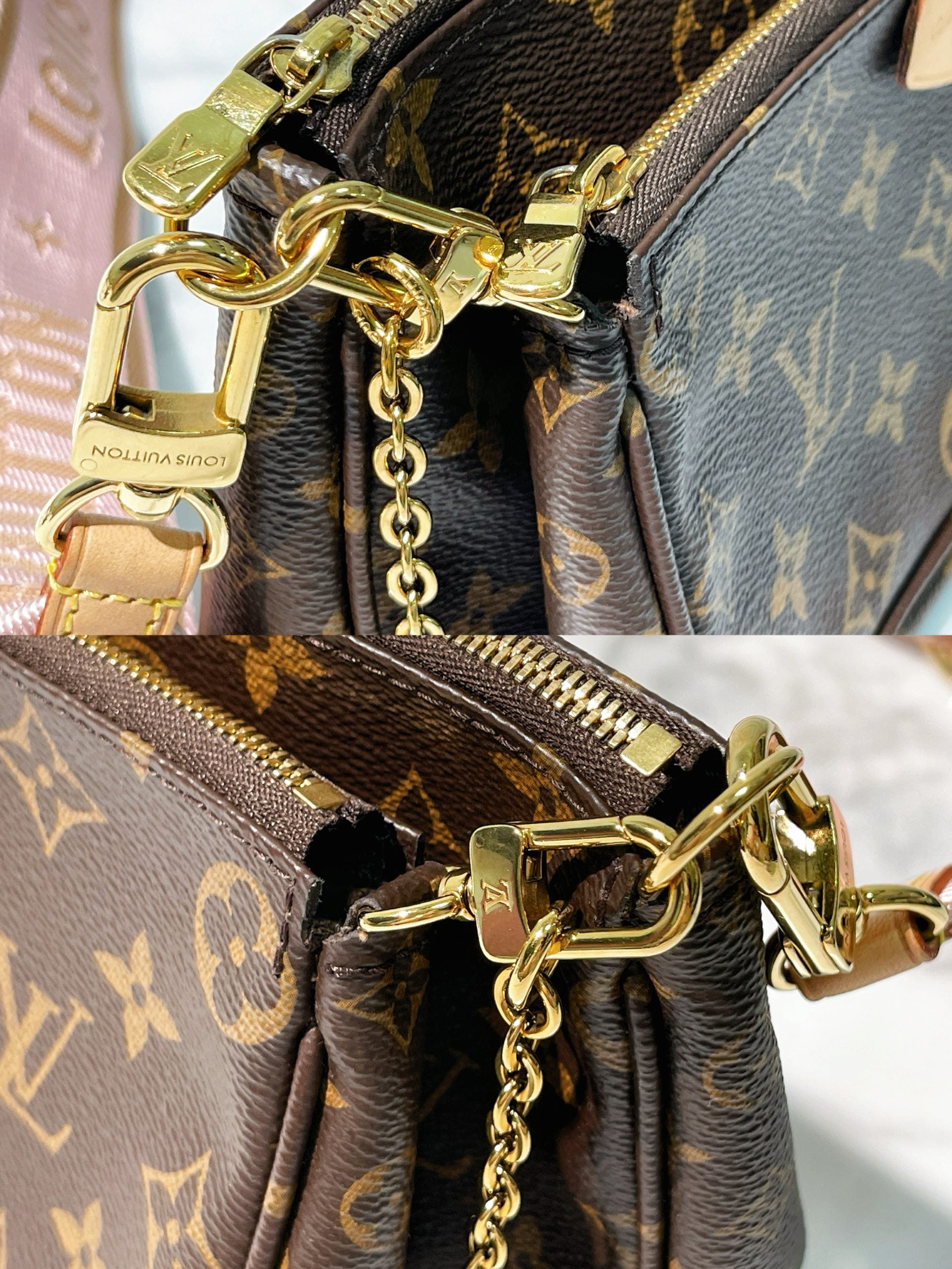 LV MULTI POCHETTE ACCESSOIRES, Monogram/Rose Clair