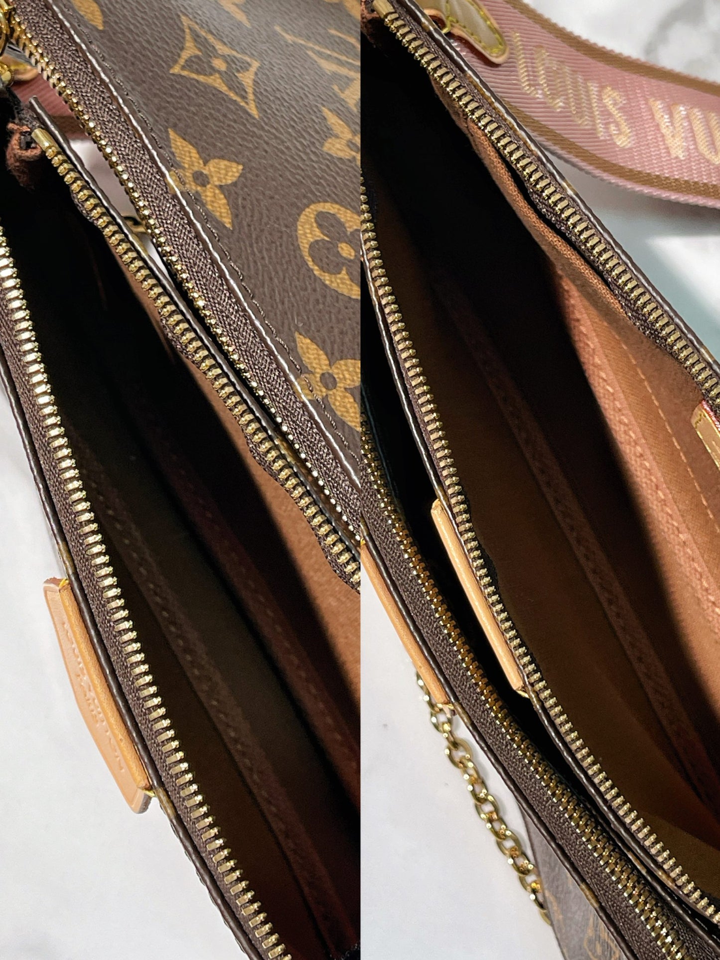 LV MULTI POCHETTE ACCESSOIRES, Monogram/Rose Clair