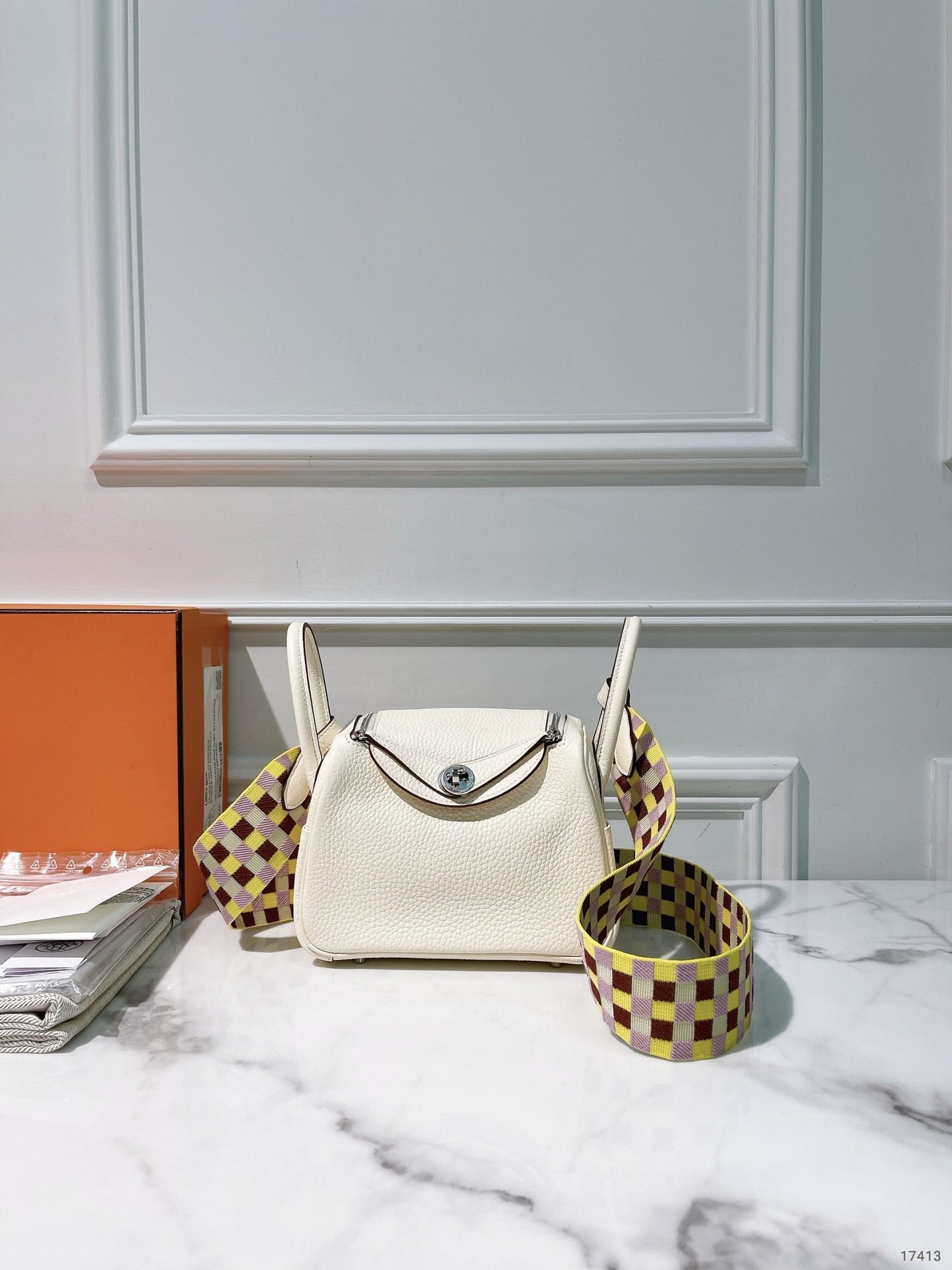 HERMES MINI LINDY, Nata/Silver