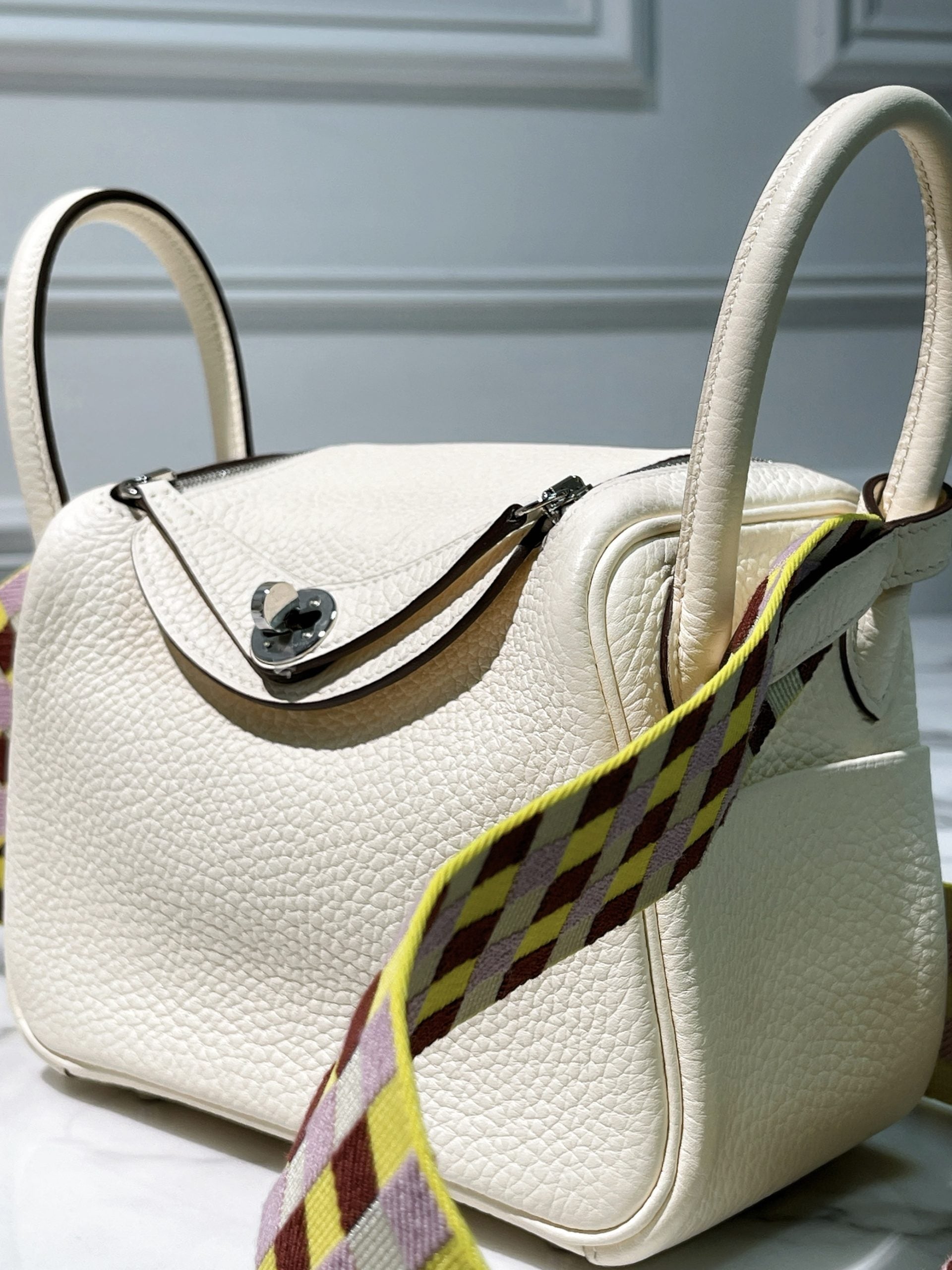 HERMES MINI LINDY, Nata/Silver