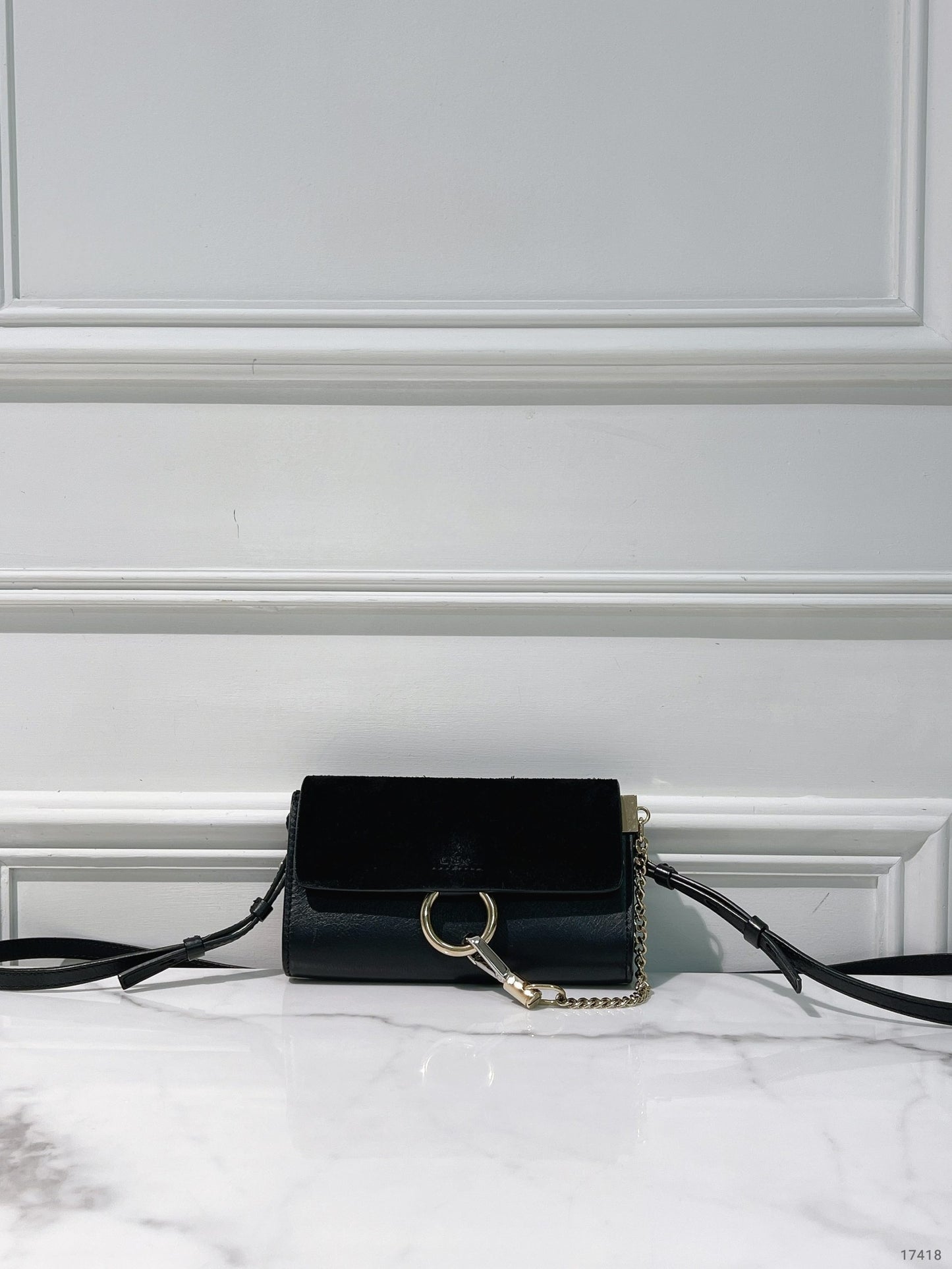 CHLOE MINI FAYE BAG, Black/Gold