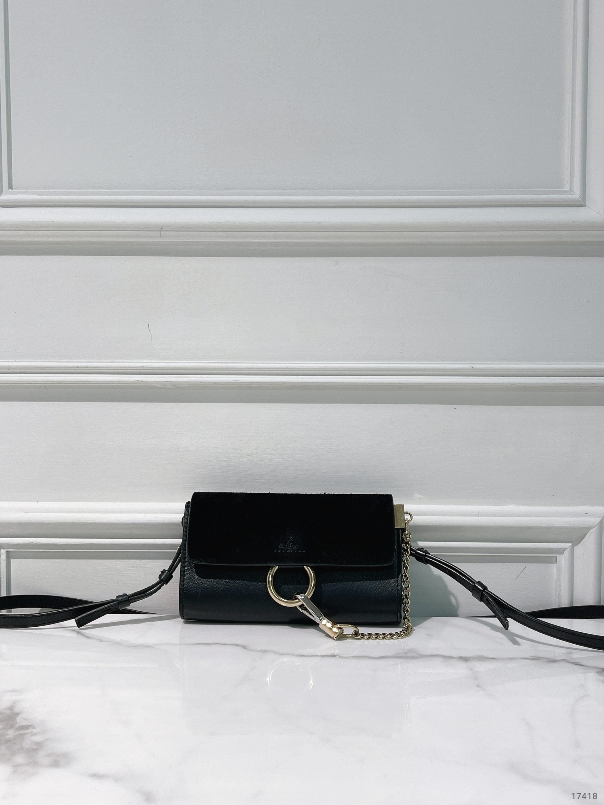 CHLOE MINI FAYE BAG, Black/Gold