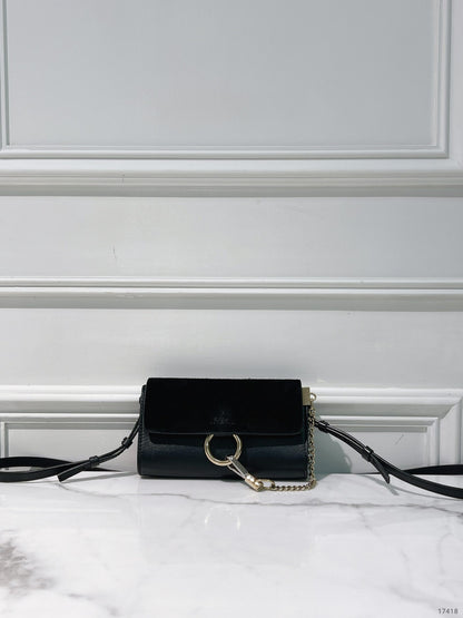 CHLOE MINI FAYE BAG, Black/Gold