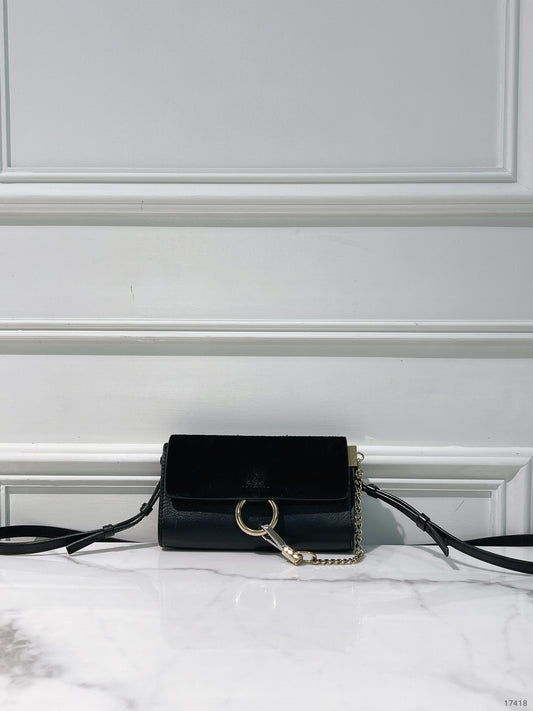 CHLOE MINI FAYE BAG, Black/Gold