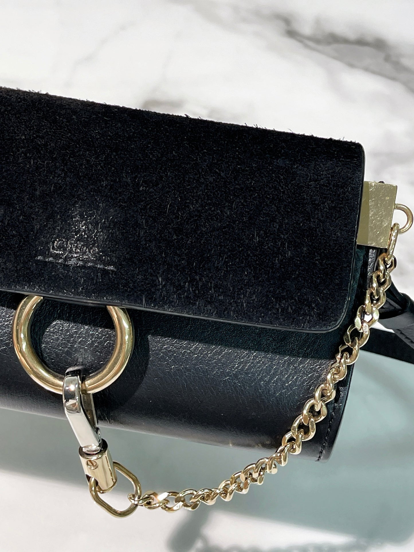 CHLOE MINI FAYE BAG, Black/Gold