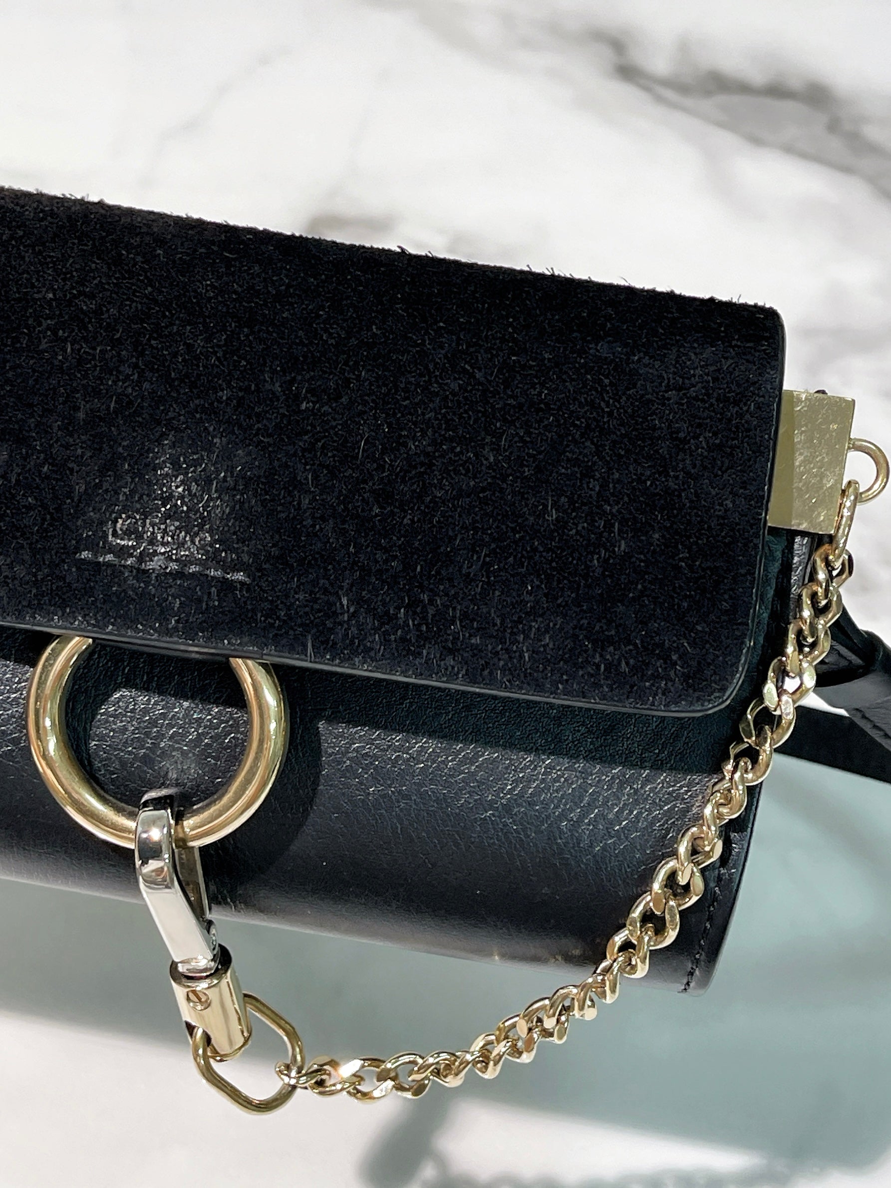 CHLOE MINI FAYE BAG, Black/Gold