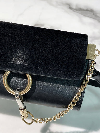 CHLOE MINI FAYE BAG, Black/Gold