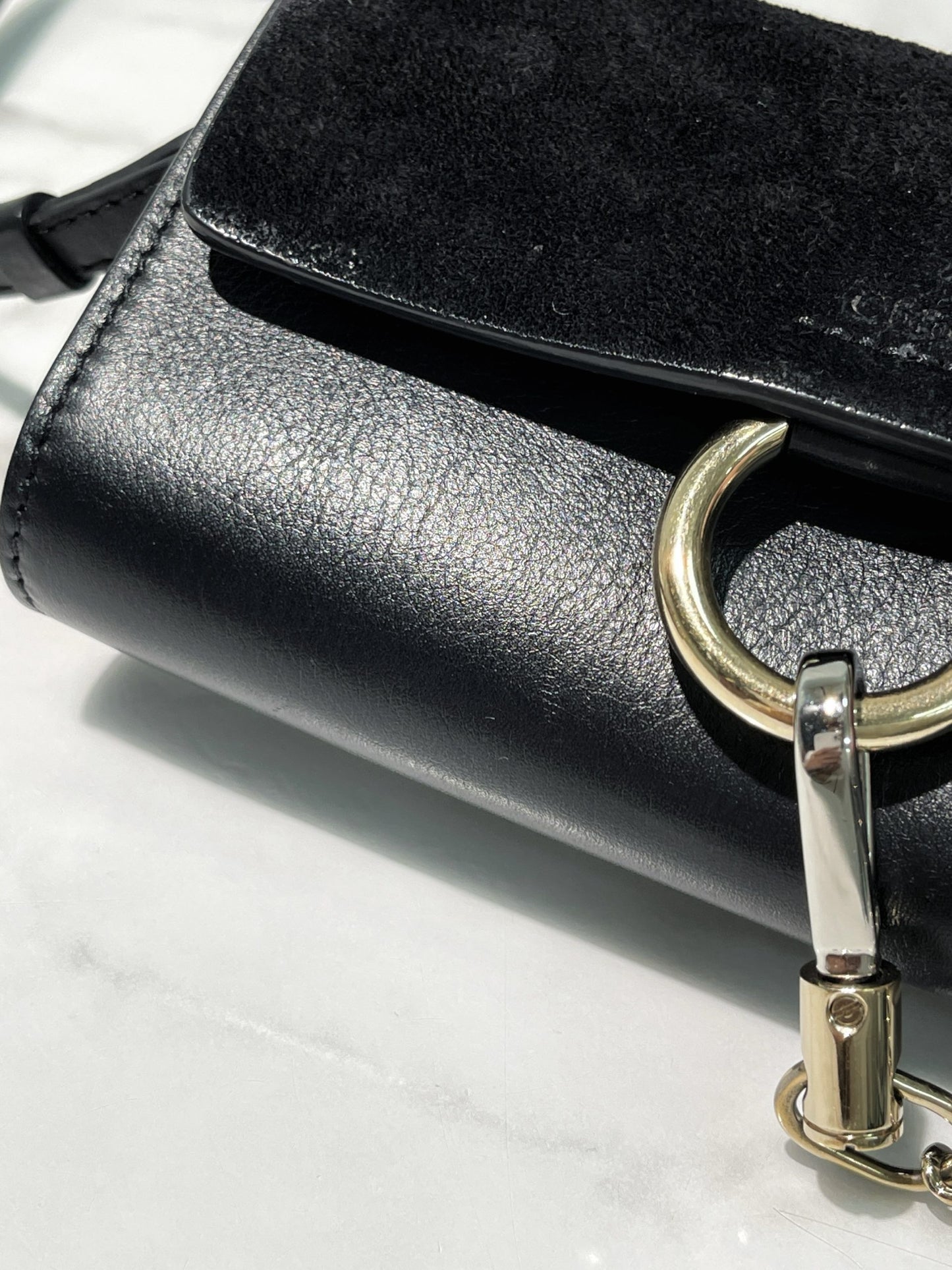 CHLOE MINI FAYE BAG, Black/Gold