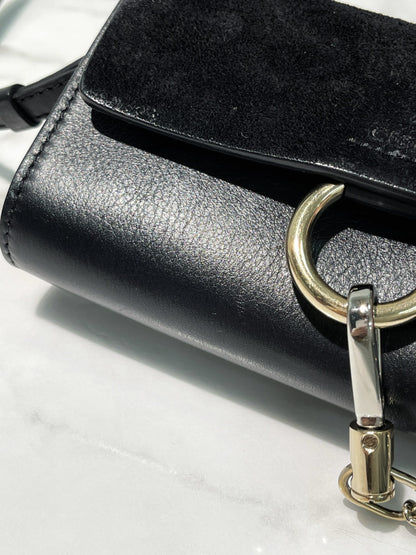 CHLOE MINI FAYE BAG, Black/Gold