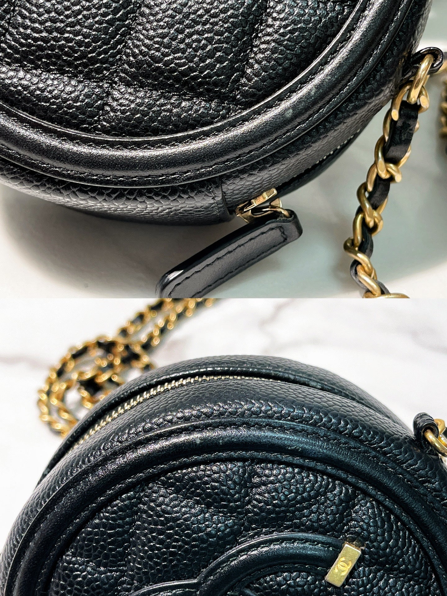CHANEL FILIGREE ROUND CHAIN BAG, Black/Gold