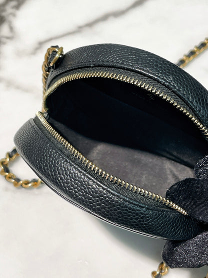 CHANEL FILIGREE ROUND CHAIN BAG, Black/Gold