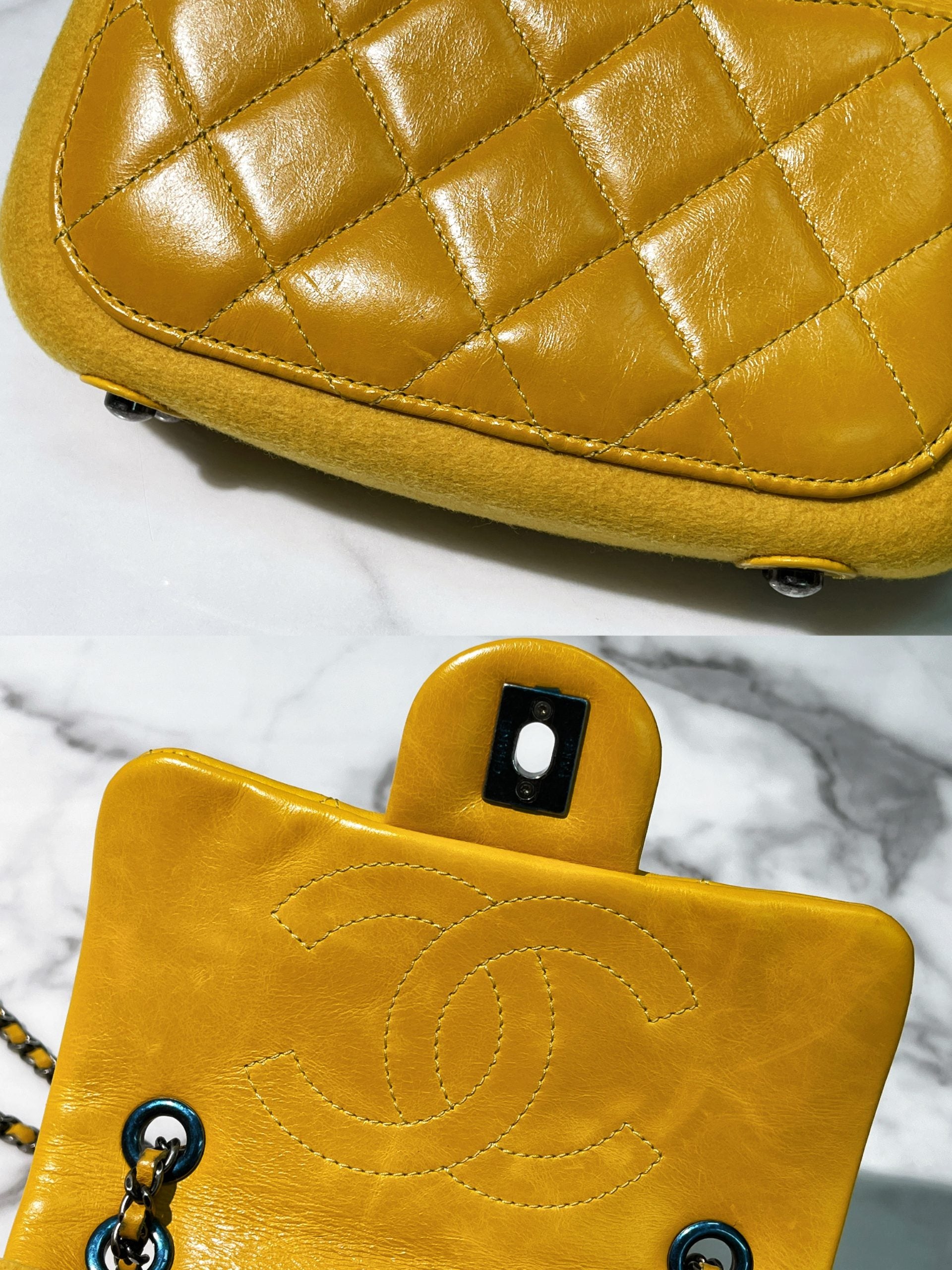 CHANEL MINI SQUARE FLAP BAG, Yellow