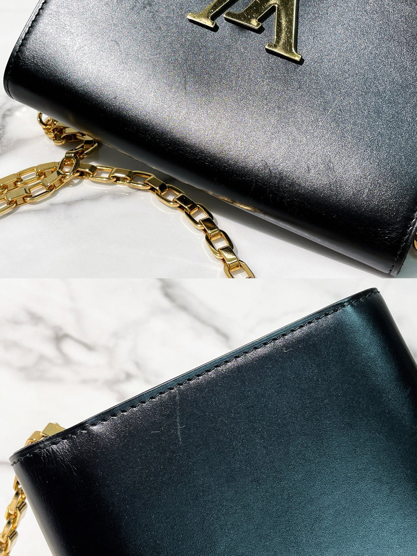 LV POCHETTE LOUISE GM, Black/Gold