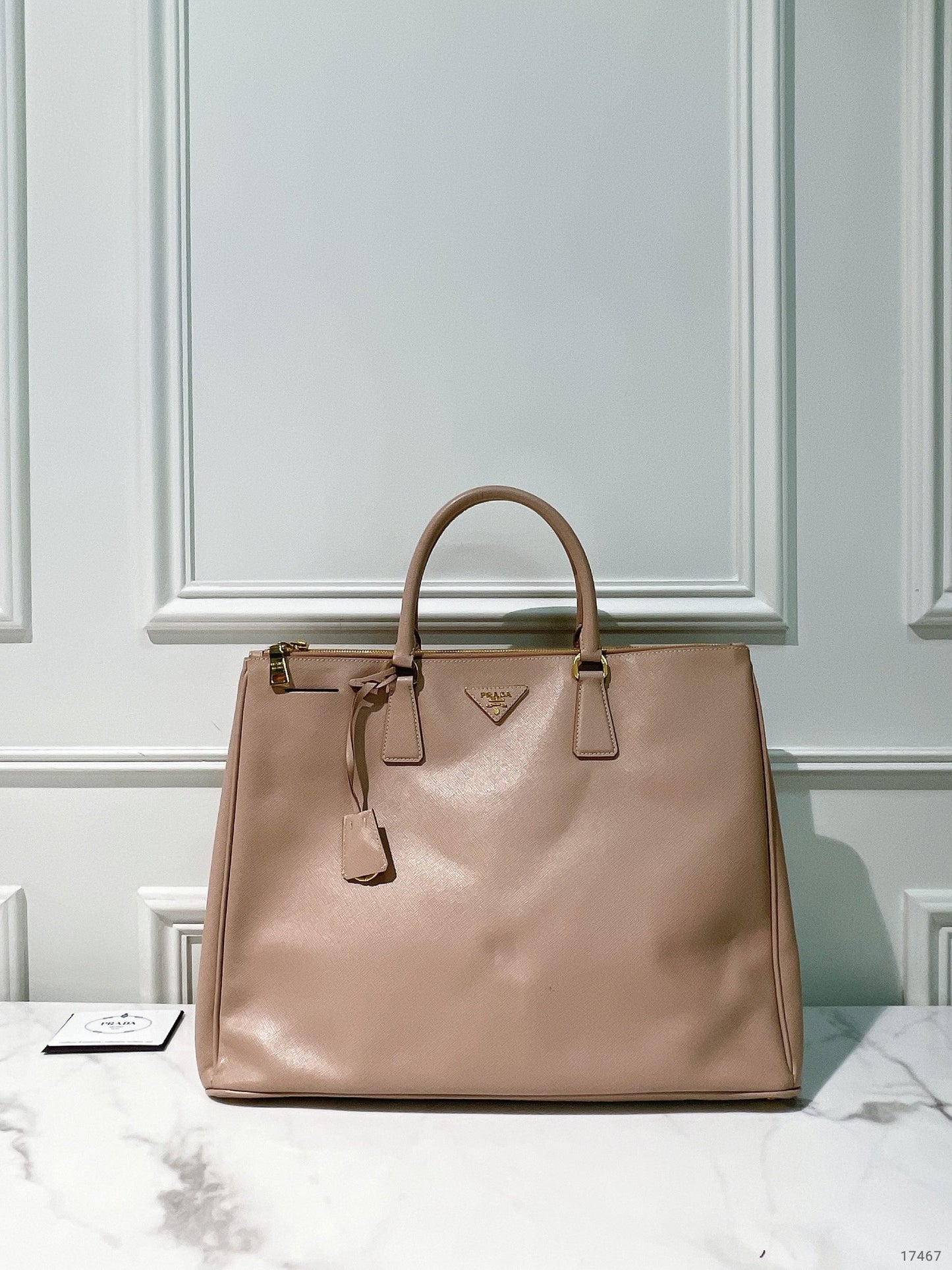 PRADA GALLERIA BAG, Beige/Gold