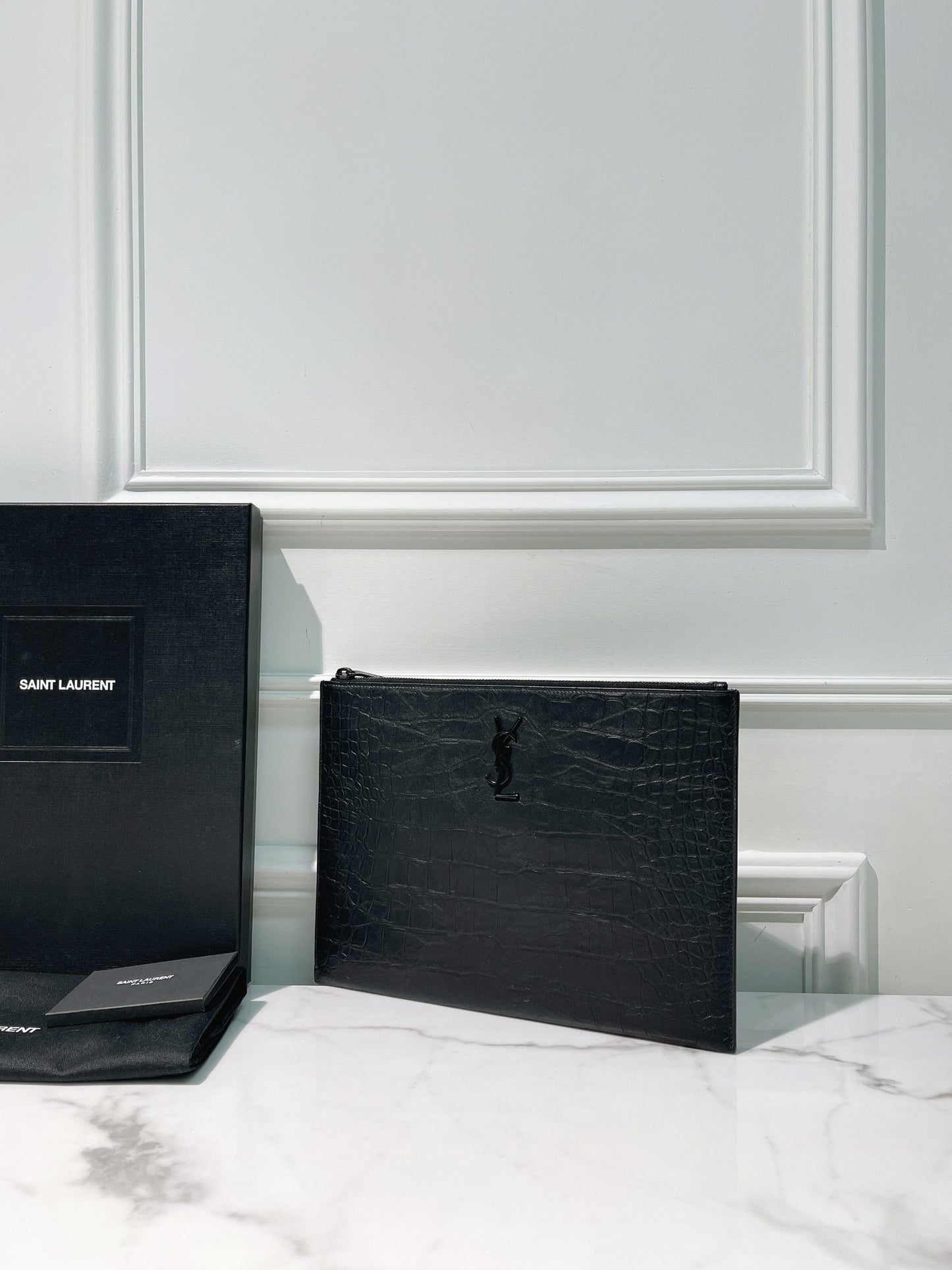 YSL ZIP POUCH, So Black