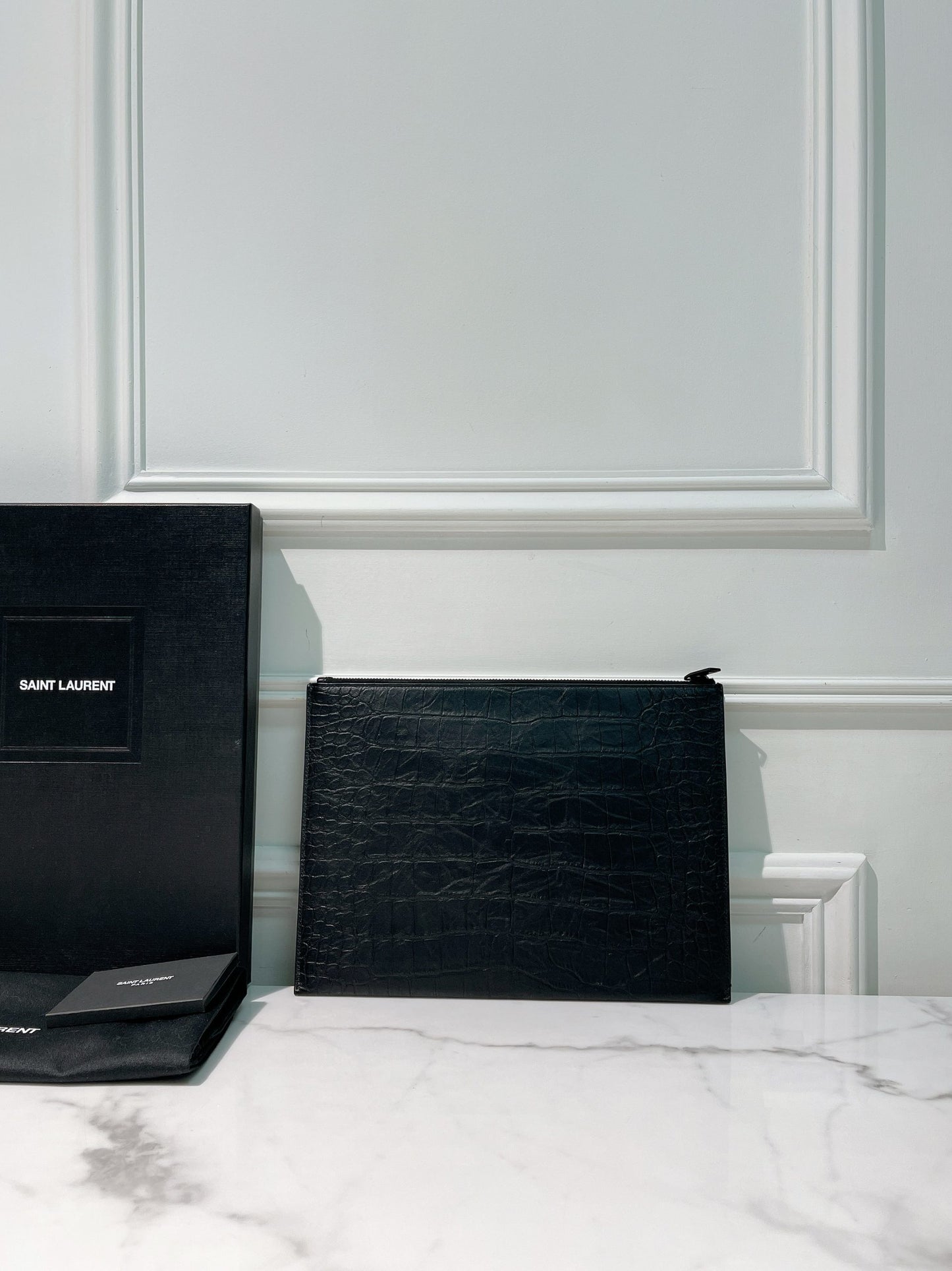 YSL ZIP POUCH, So Black