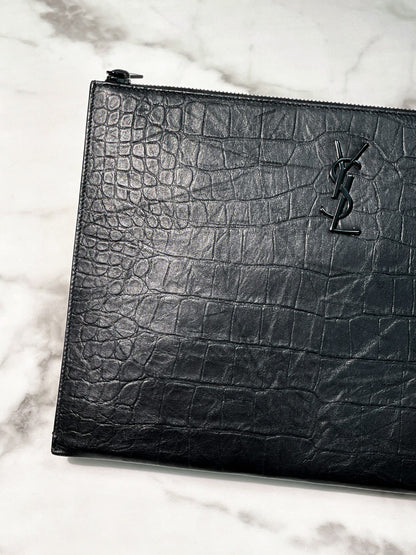 YSL ZIP POUCH, So Black