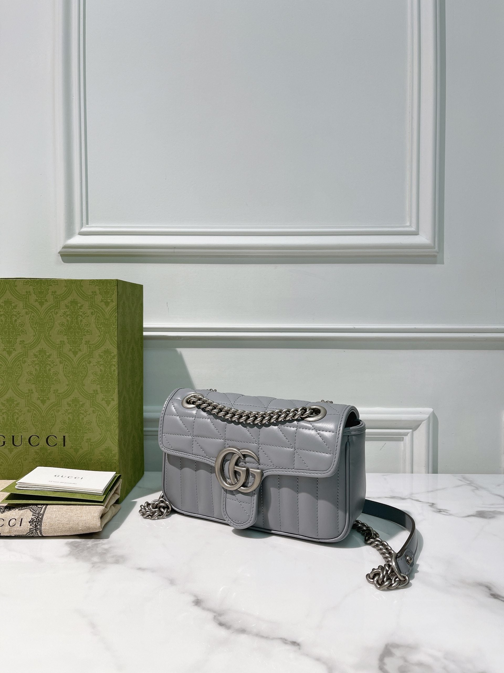 GUCCI MARMONT SMALL, Grey/Silver