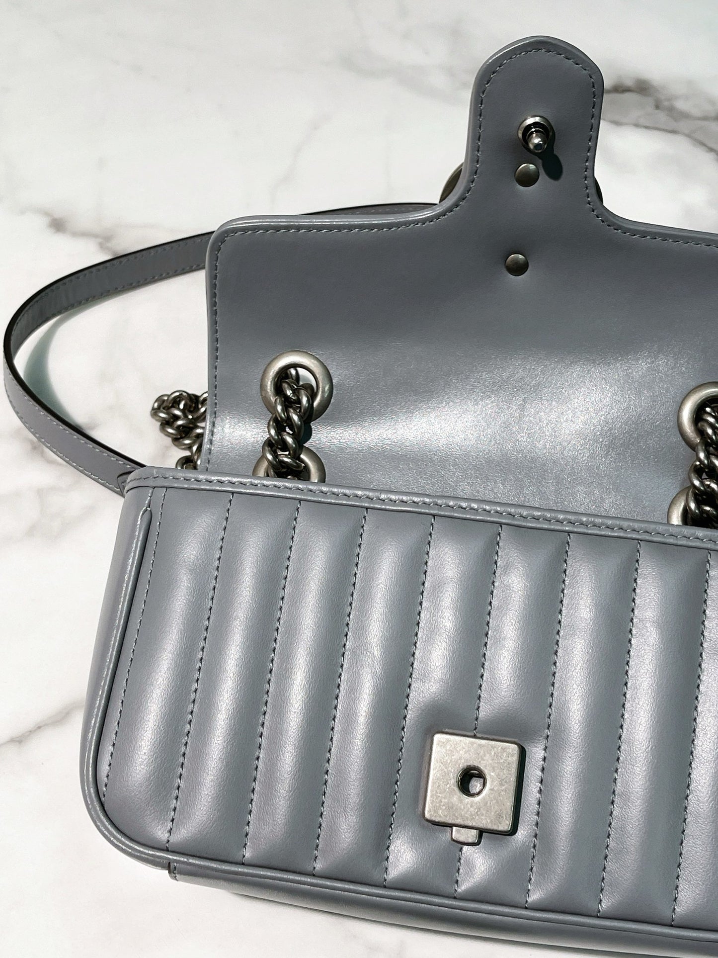 GUCCI MARMONT SMALL, Grey/Silver