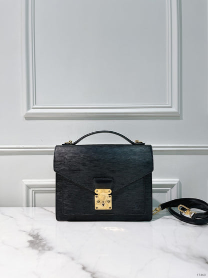 LV MONCEAU MESSENGER BAG, Black/Gold