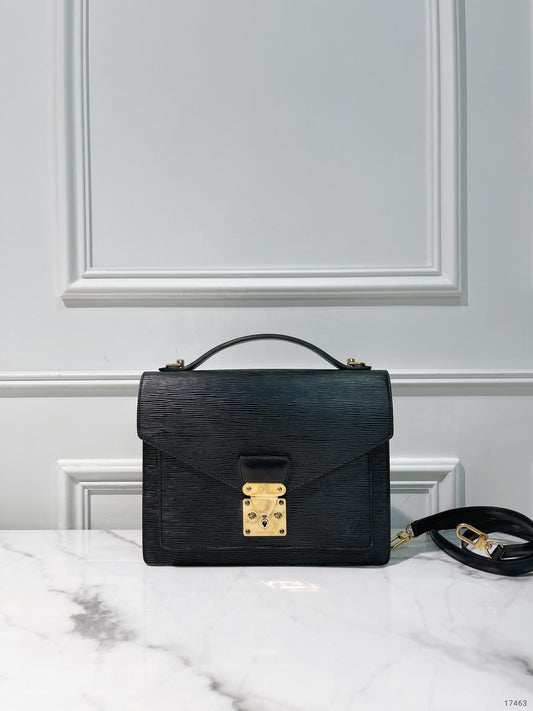 LV MONCEAU MESSENGER BAG, Black/Gold