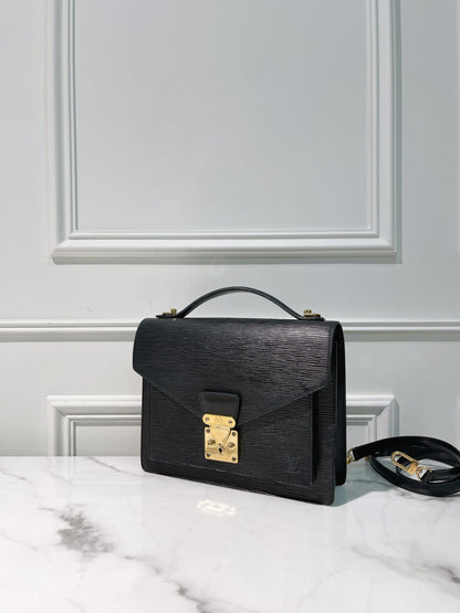 LV MONCEAU MESSENGER BAG, Black/Gold
