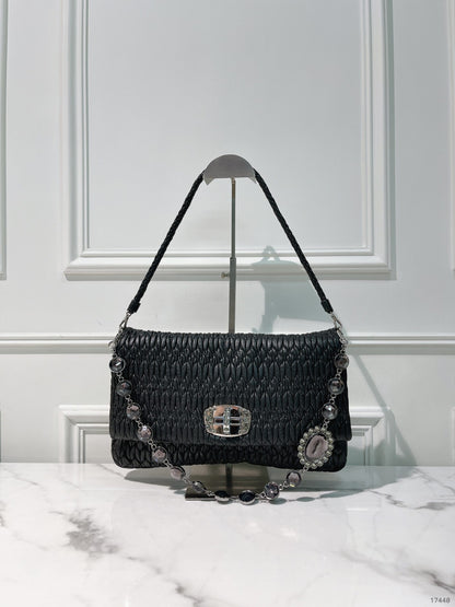 MIUMIU ICONIC CRYSTAL BAG, Black/Silver