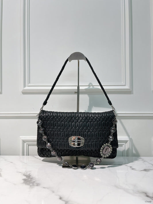 MIUMIU ICONIC CRYSTAL BAG, Black/Silver