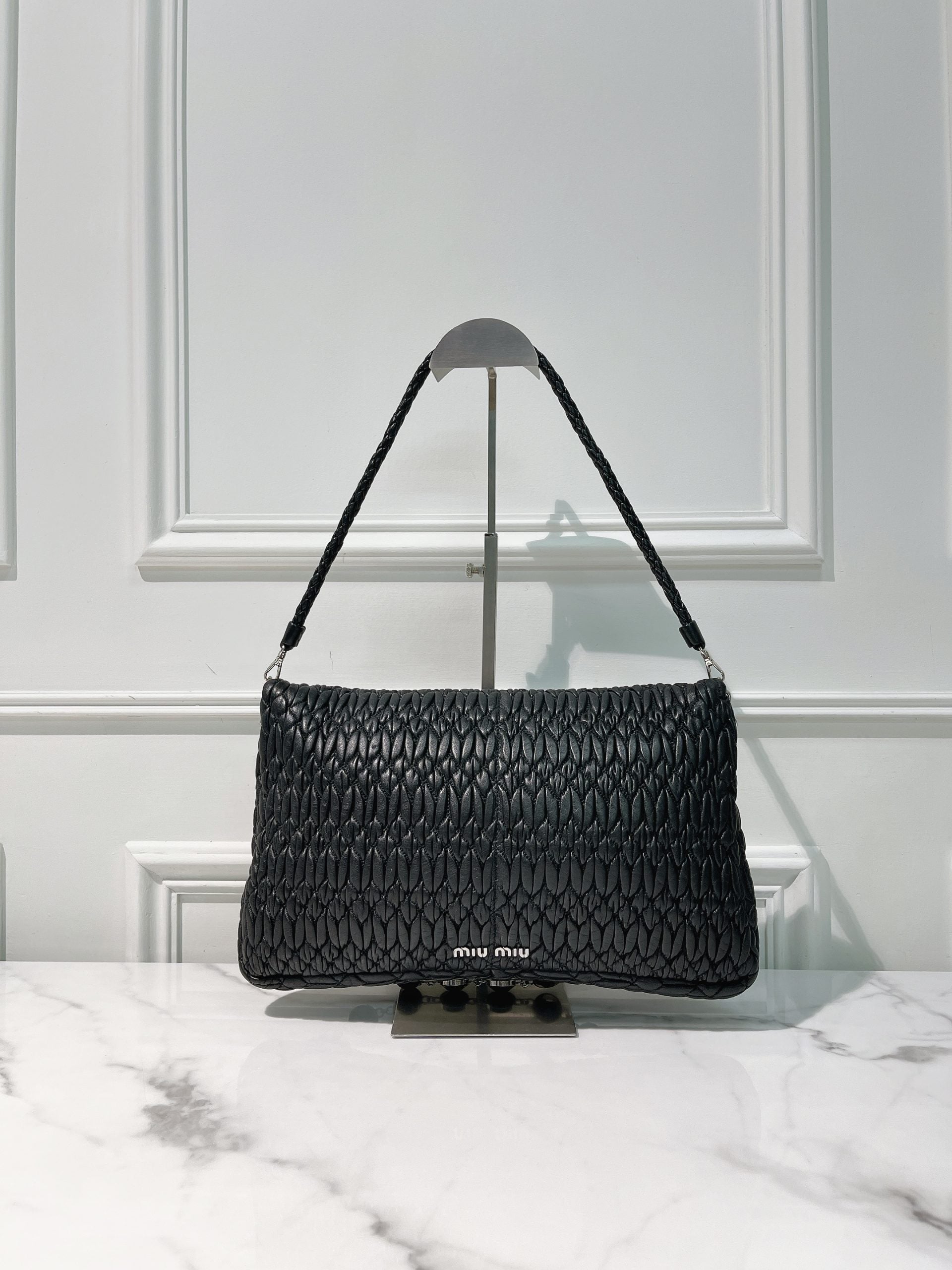 MIUMIU ICONIC CRYSTAL BAG, Black/Silver