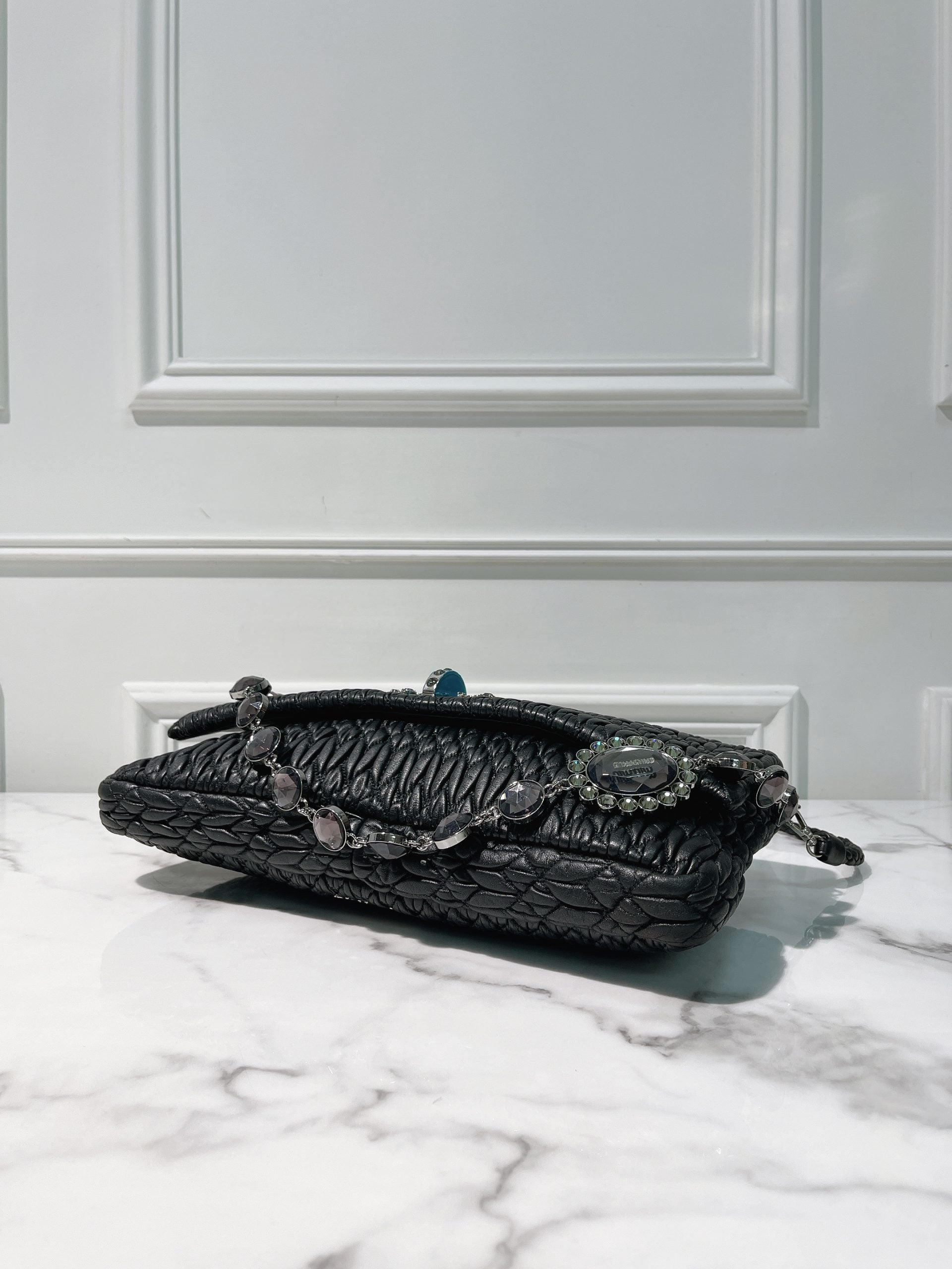 MIUMIU ICONIC CRYSTAL BAG, Black/Silver