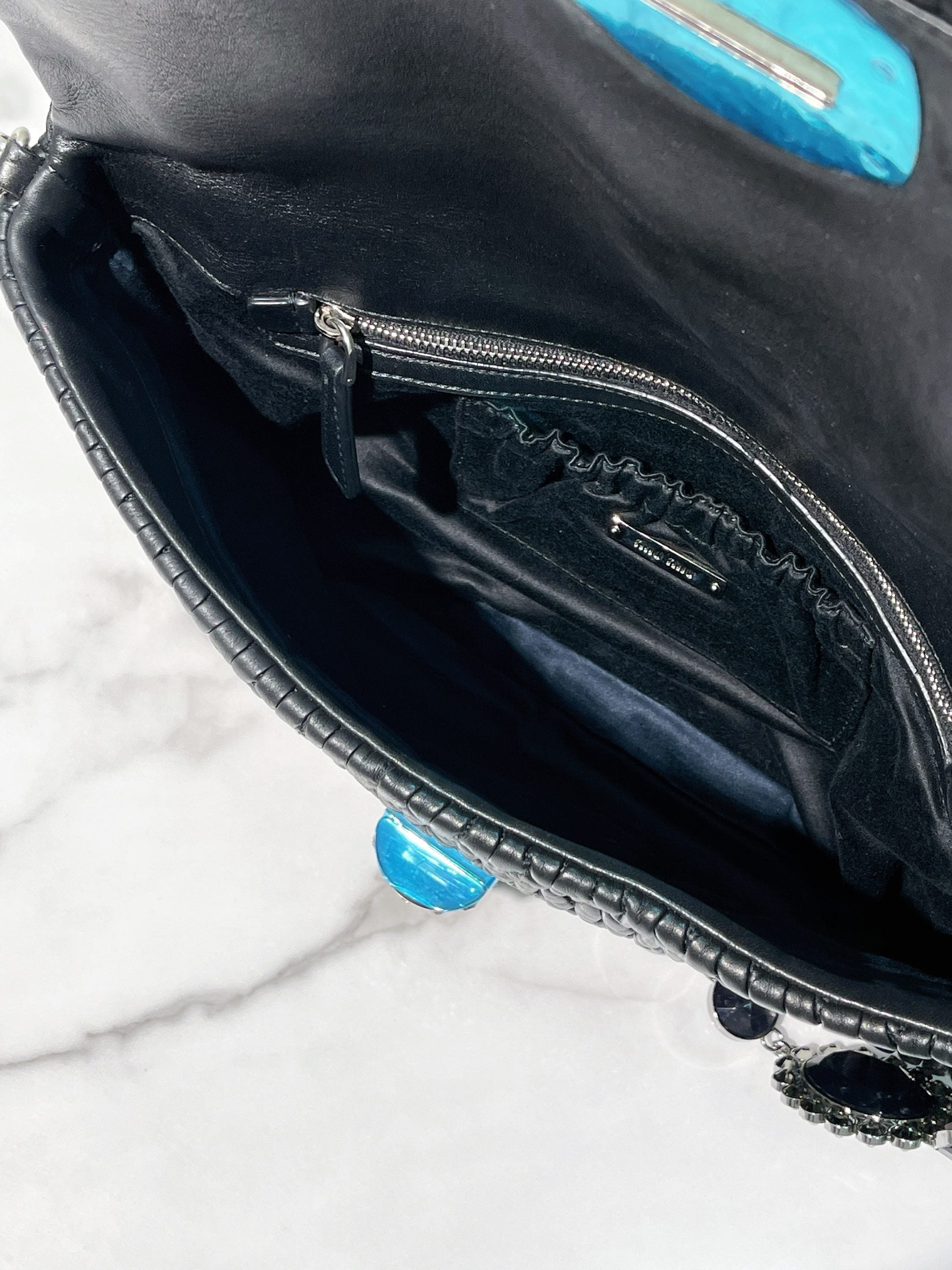 MIUMIU ICONIC CRYSTAL BAG, Black/Silver